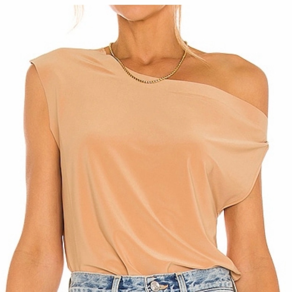 Norma Kamali Drop Shoulder Top Nude Women’s Large Minimalist Chic Contemporary